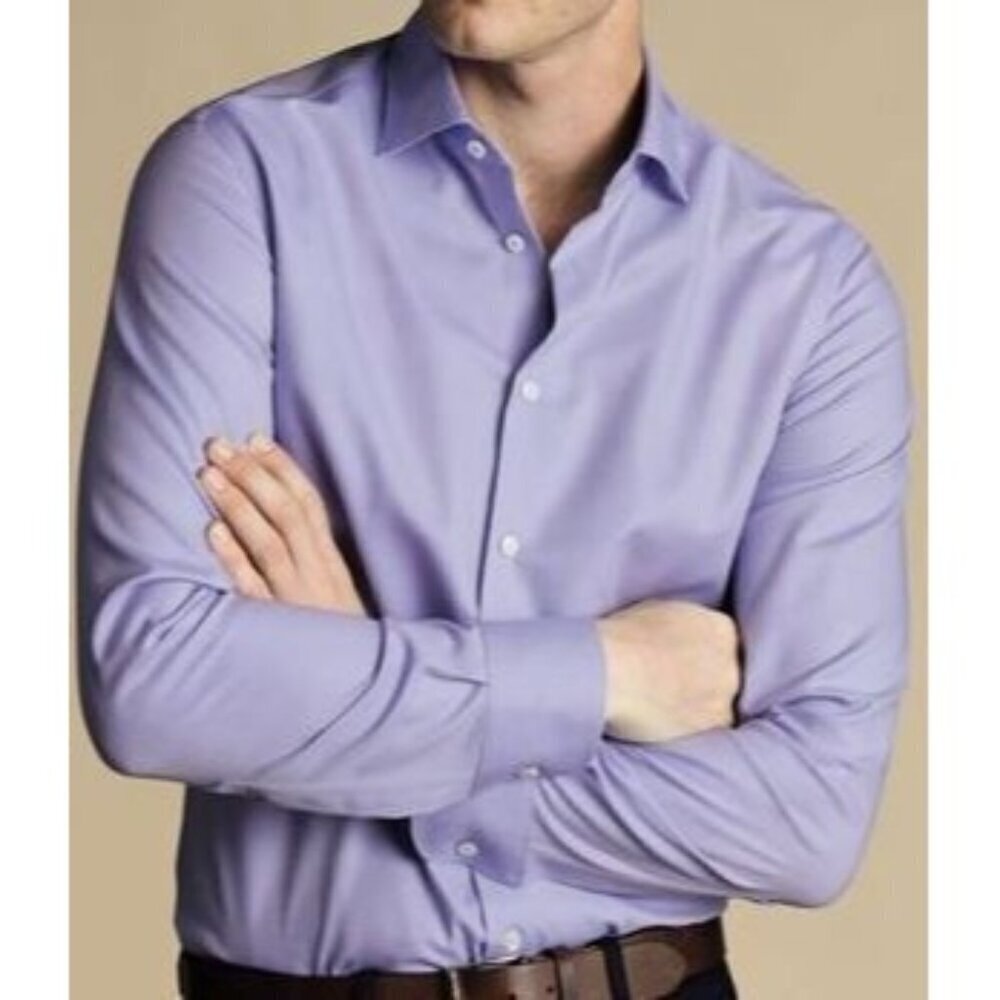 Charles Tyrwhitt Square Non Iron Stretch Slim Fit Shirt Men Size 41/84cm NWT